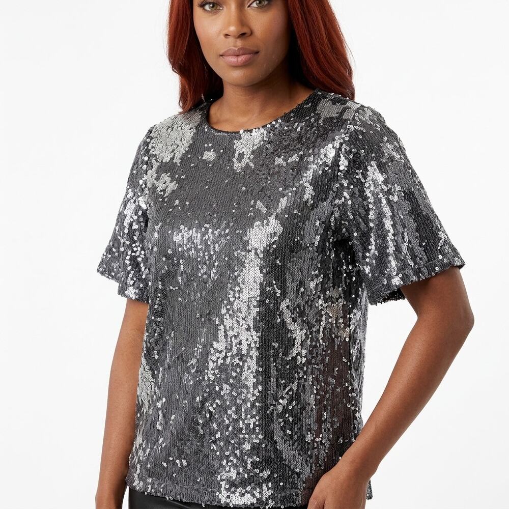 BUDDY LOVE ADELINE-1 Gray Abstract Lightweight Top Women Size M
